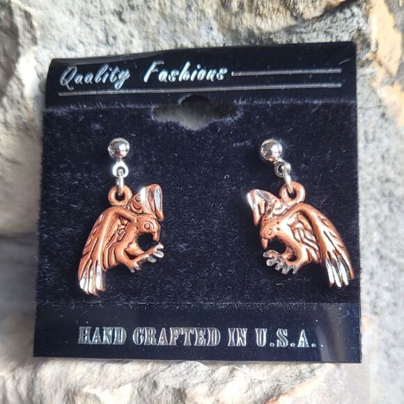 NEW! Bird of Prey Dangle Earrings Copper - Picture 3 of 3